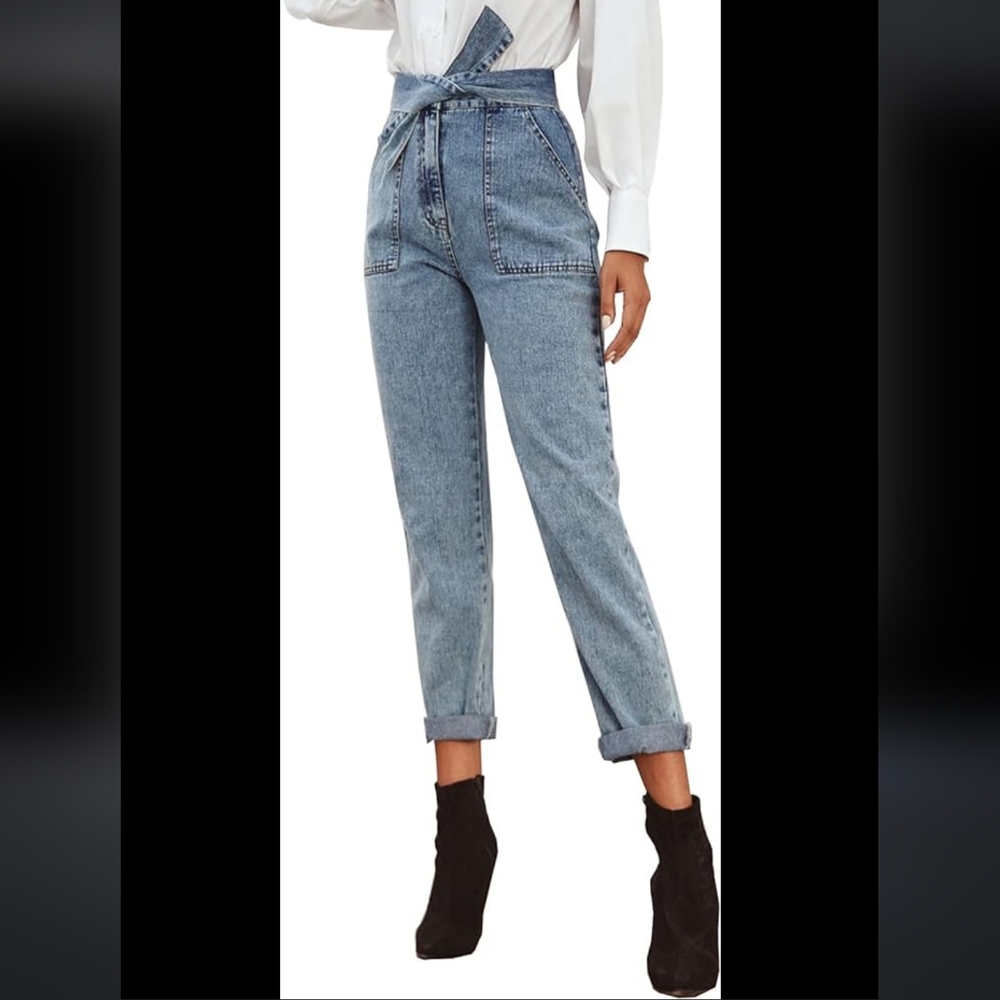 HIGH WAIST DENIM PANTS "LIGHT BLUE"